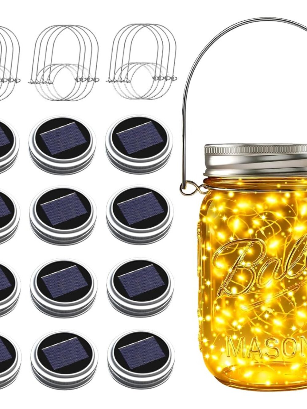 Mason Jar Solar Lights for Outside, 12 Pack 30 LED Fairy LightsNO Jars